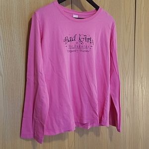 Very pink long sleeve Tee, silly graphic
